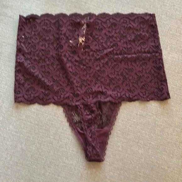 Victoria's Secret Black and Purple high rise Lace thong Panties - Picture 4 of 13